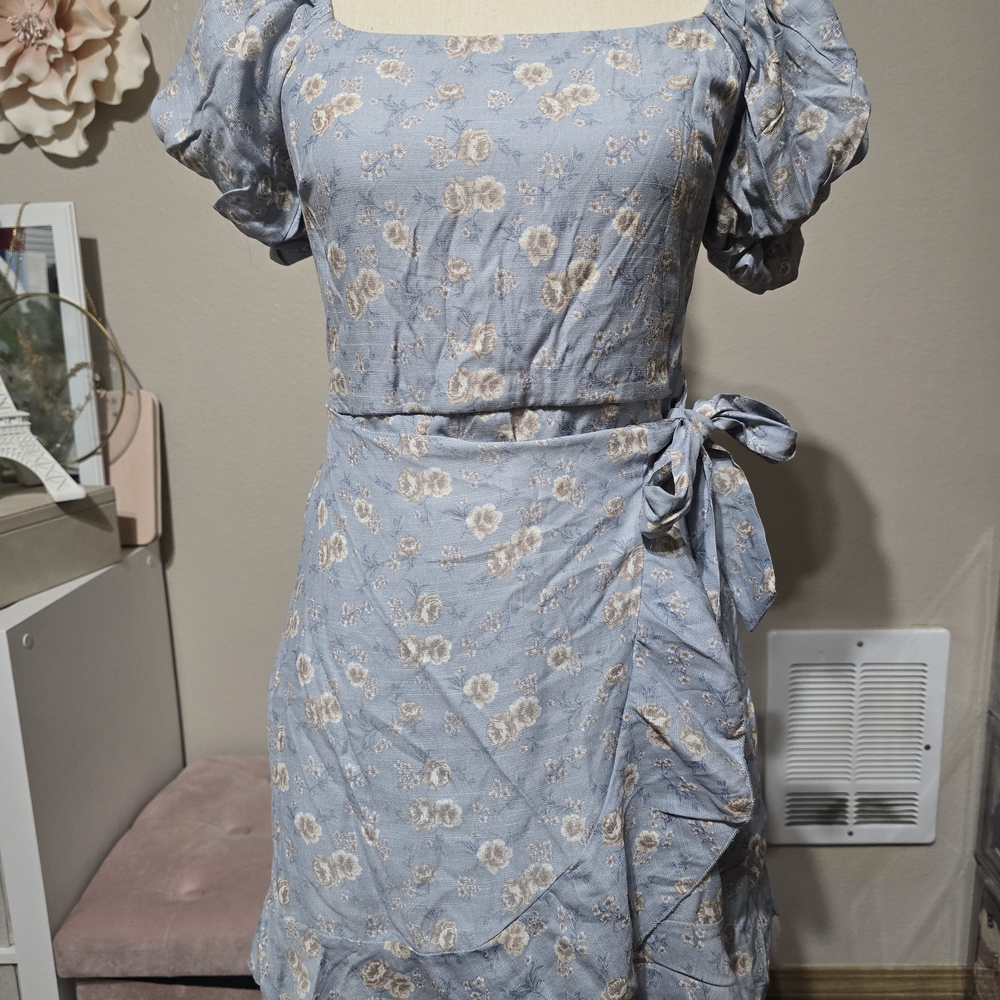 Trixxi Light Blue Floral Mini Dress